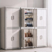 Plastic Wardrobe Storage Cabinet, Multipurpose Clothes Organizer with Shelves & Doors