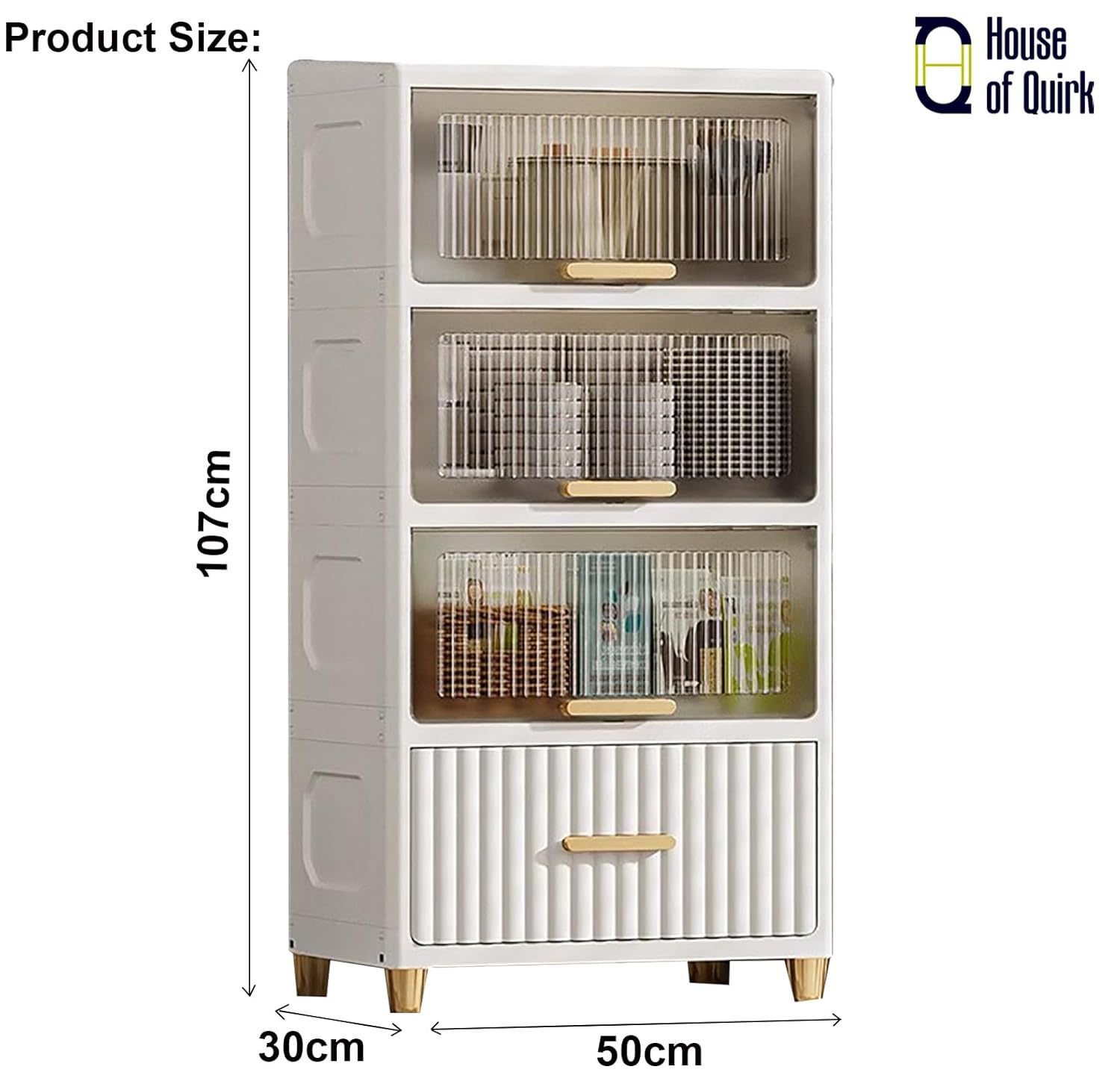 Bathroom Storage Cabinet – Freestanding Organizer with Drawers & Shelf (White,4 Layer 50CM)