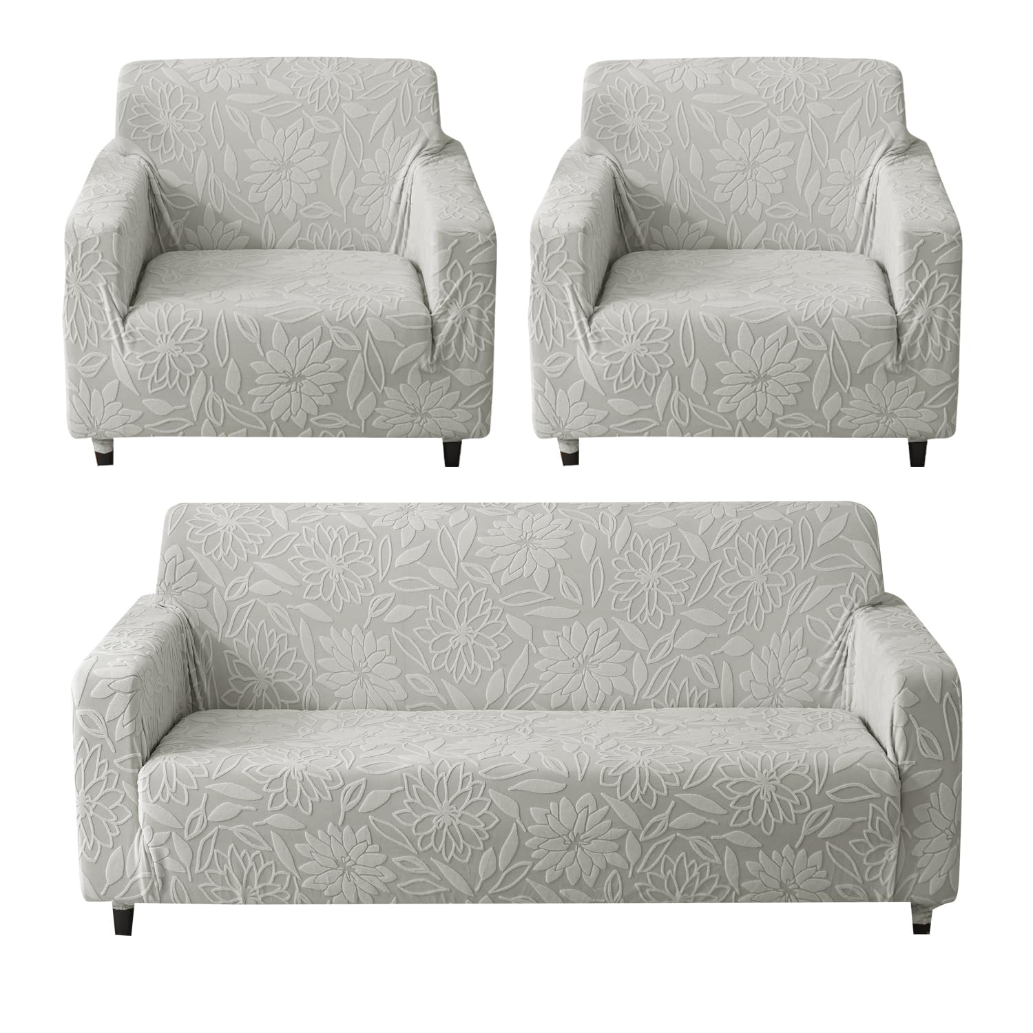 Universal Jacquard Sofa Slipcover (Three Seater, Light Grey)