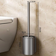 Toilet Brush with Aluminum Handle & Holder Plastic Bristles Wall Mounted