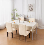 Premium Stretch Dining Chair Covers – 220 GSM Thick Jacquard Fabric- Beige