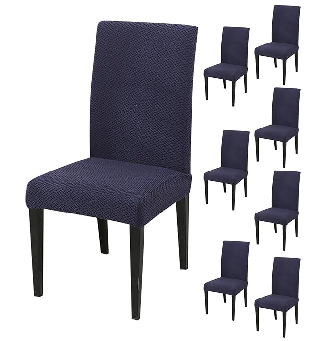 Elastic Jacquard Chair Cover (Navy Blue)