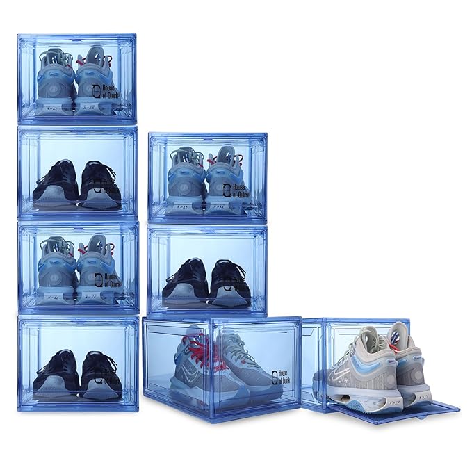 Shoe Organizer, Shoe Storage Boxes with Magnetic Door (Blue)