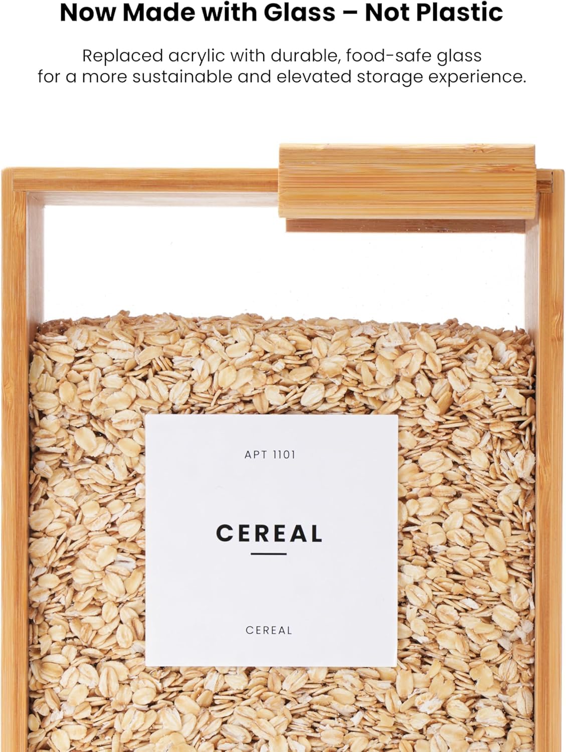 3.5L Bamboo Food Dispenser with PVC Door – Stylish, Easy-Clean Storage for Kitchen Essentials