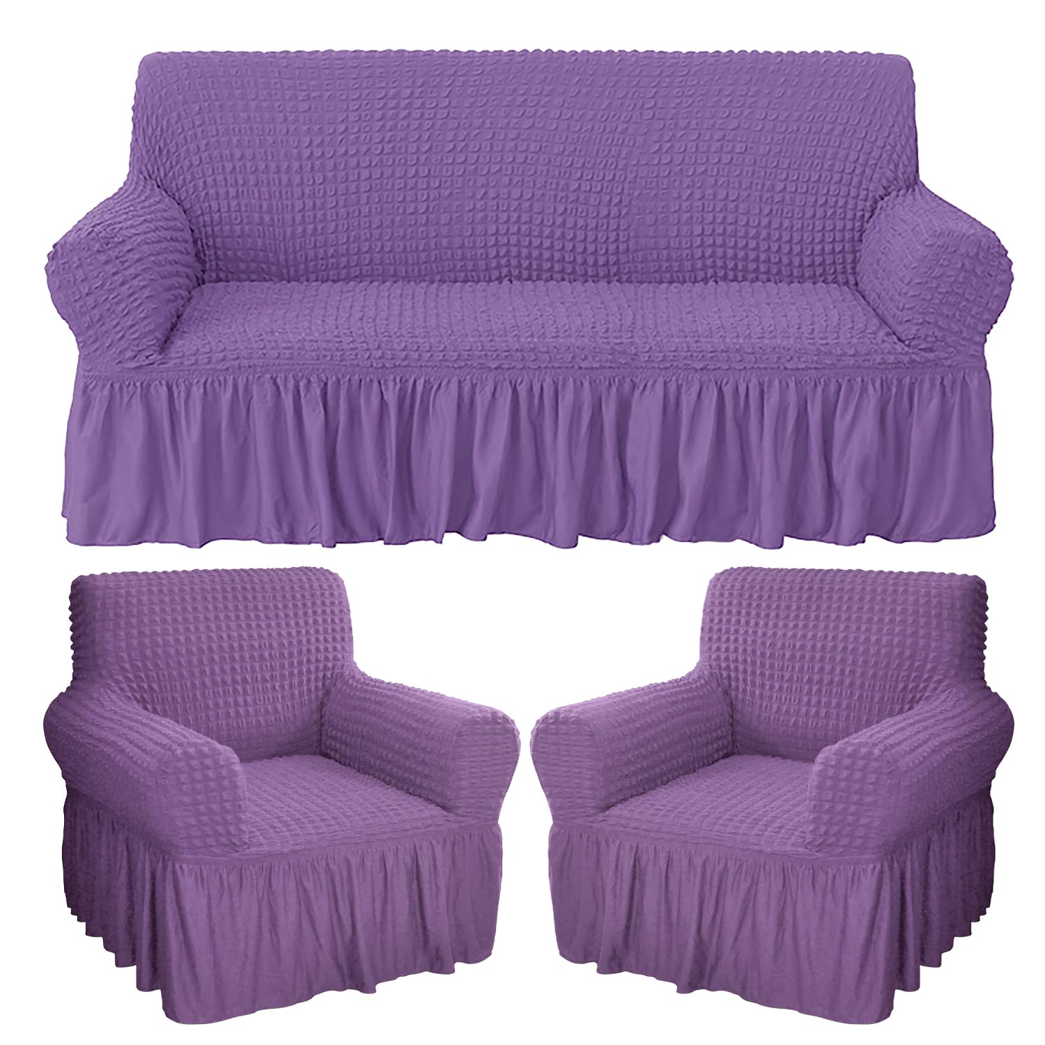 Turkish Bubble Frill Five Seater 3 + 1 + 1 Sofa Slipcovers 280 GSM