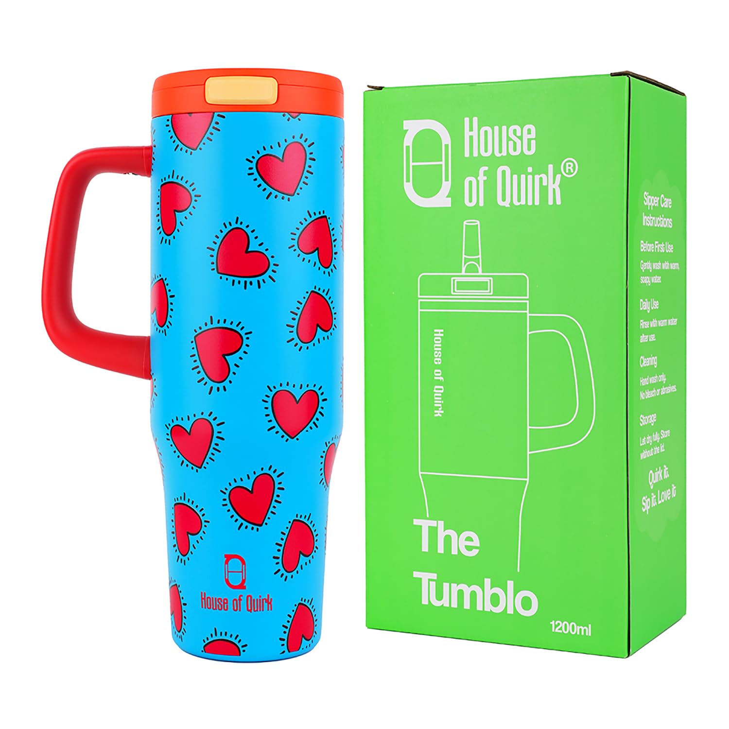 1200ML Stainless Steel Tumbler with Handle & Pop-Up Lid (Printed)