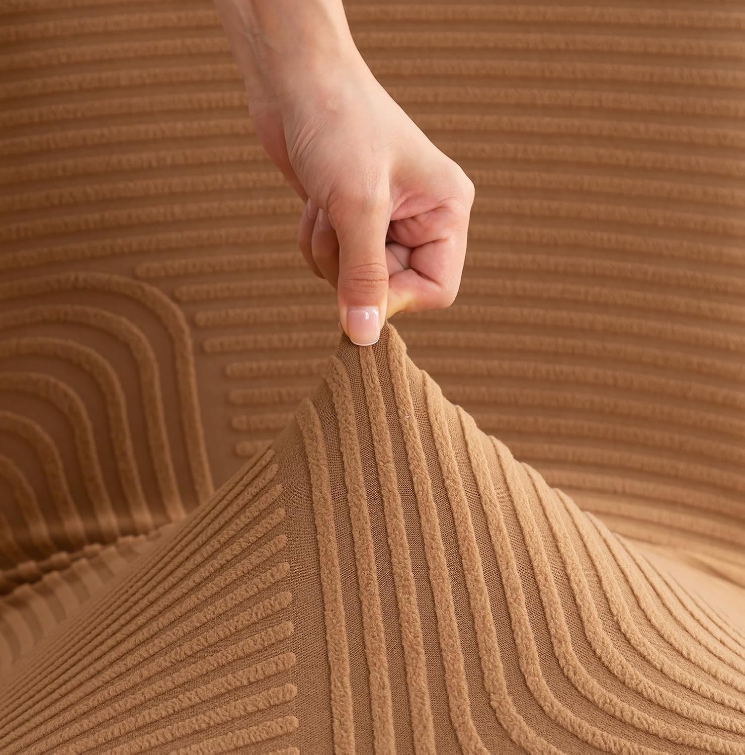 Stretchy Universal Jacquard Waterproof Sapphire Chair Cover (Camel)