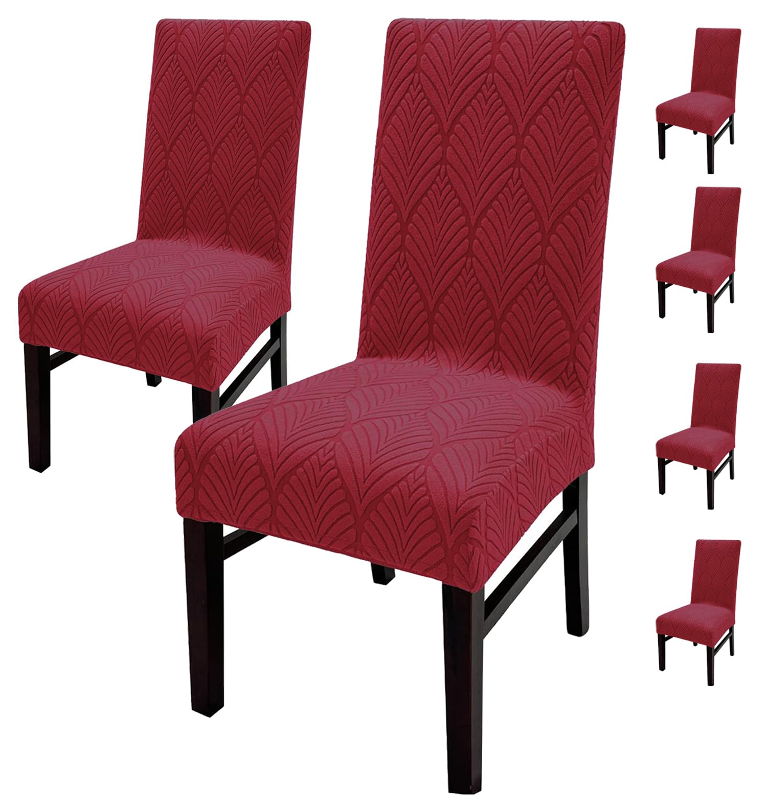 Elastic Jacquard Leaf Texture Chair Cover (Wine)