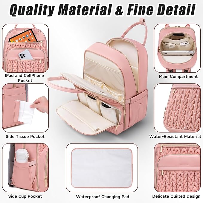 Diaper Bag Backpack for Baby – Waterproof Travel Baby Bag with Changing Pad