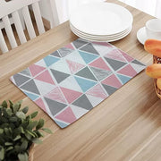 Table Runner,Ethnic Indian Style (1 Runner 30x160cm, 6 Placemat Pink/White)