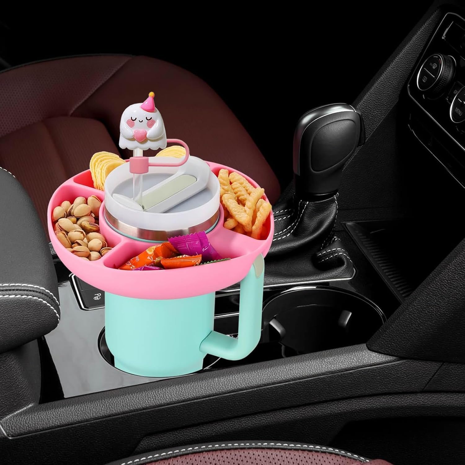 5Pcs Plastic Snack Bowl & Silicone Cup Boot Set for 40oz Tumbler with Handle( Tumbler Not Inclued)