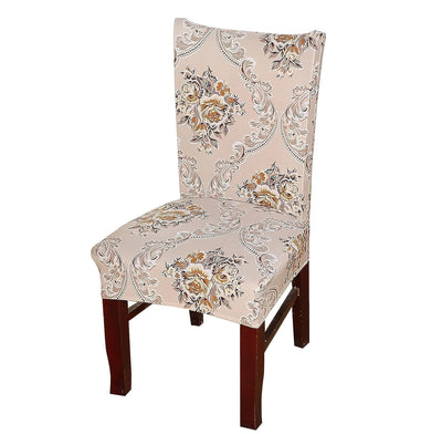 Printed Elastic Chair Cover (Beige Iris)
