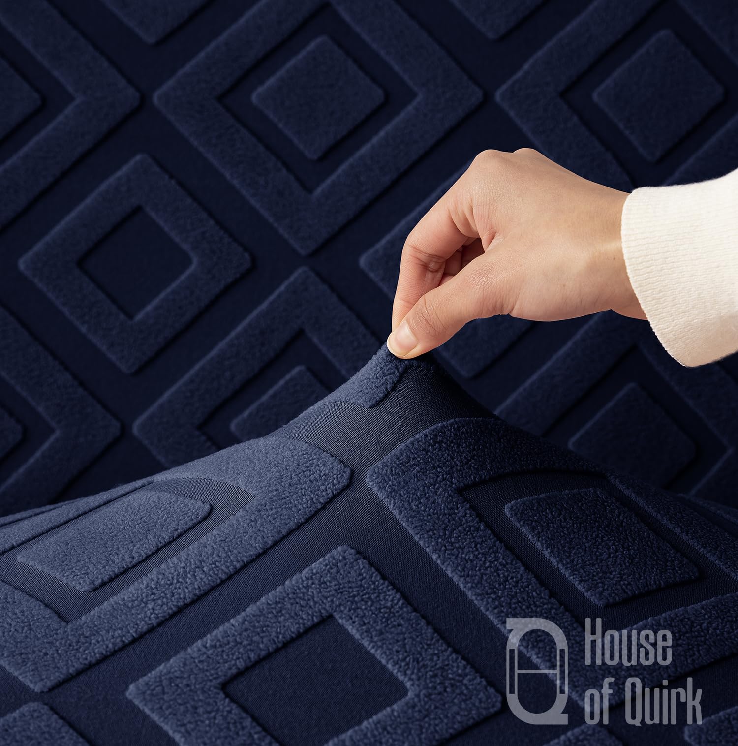 Universal Jacquard Fabric Diamond Texture Sofa Cover 220 GSM (Navy Blue)