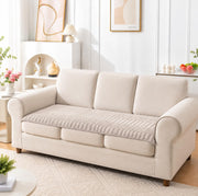 Ridge Plush Sofa Mat Floral Design - Almond