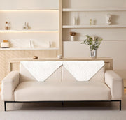 Sofa Cover Mat Leaf Coral Fleece Chenille Fabric Seater Sofa ( Cream)
