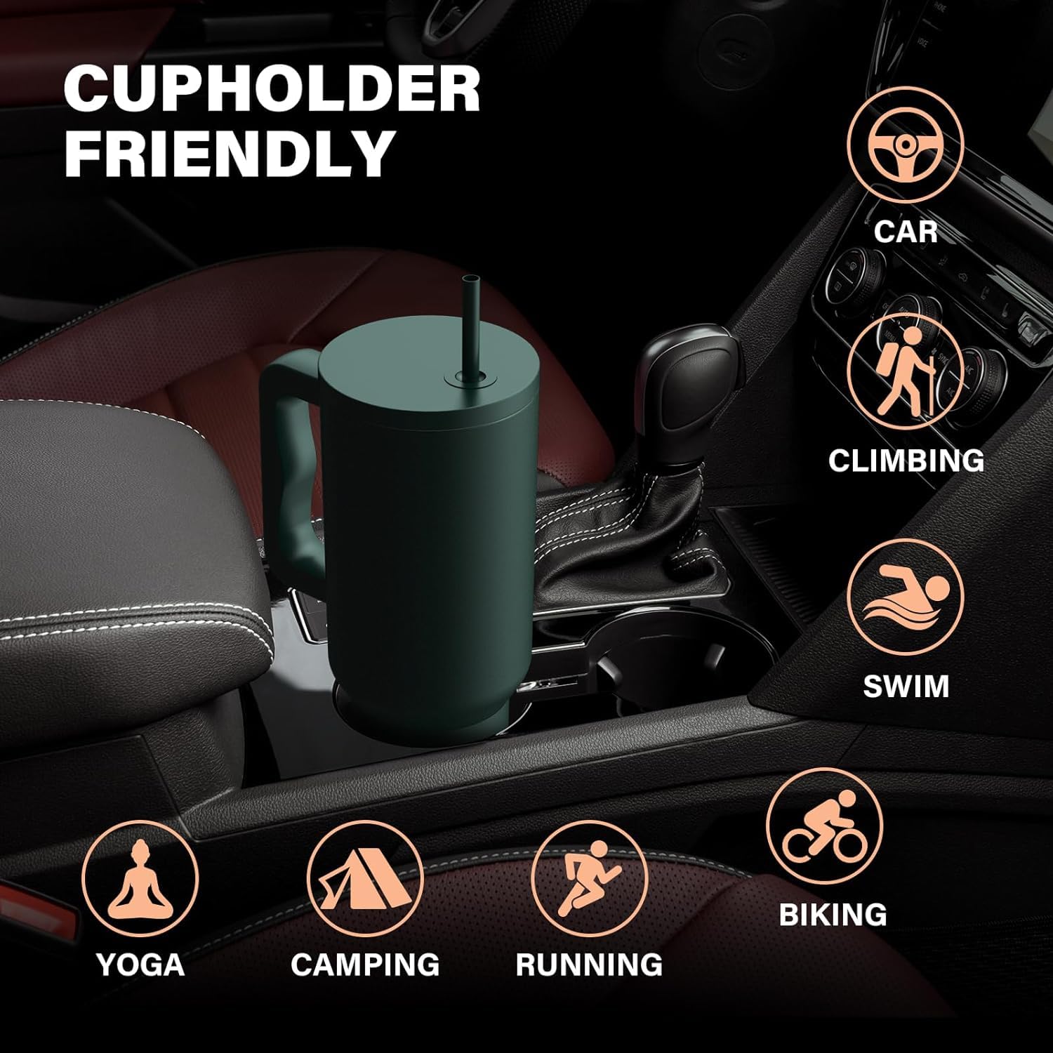 Stainless Steel Vacuum Insulated Tumbler with Straw and Lid & Handle - (1200 ML)