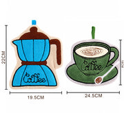 Coffee Shaped Hanging Towels Set of 2 (Blue/Green)