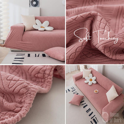 Universal Jacquard Fabric Sofa Cover- Pink
