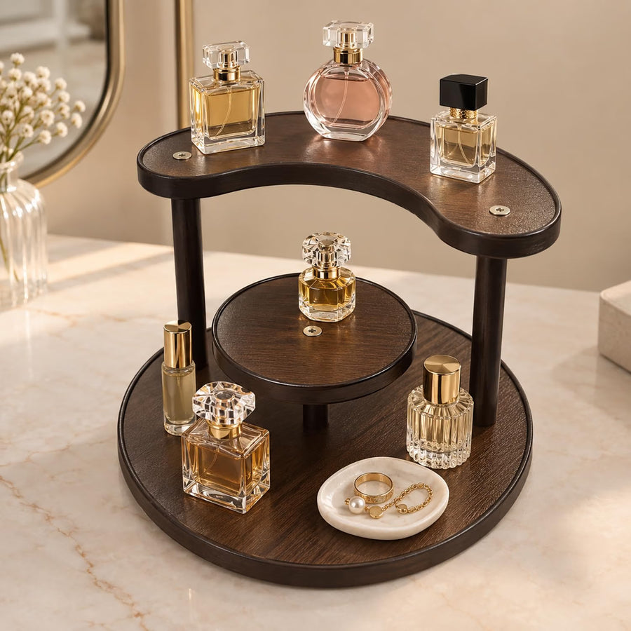 Wooden Perfume Organizer 3-Tier Display Rack - Brown