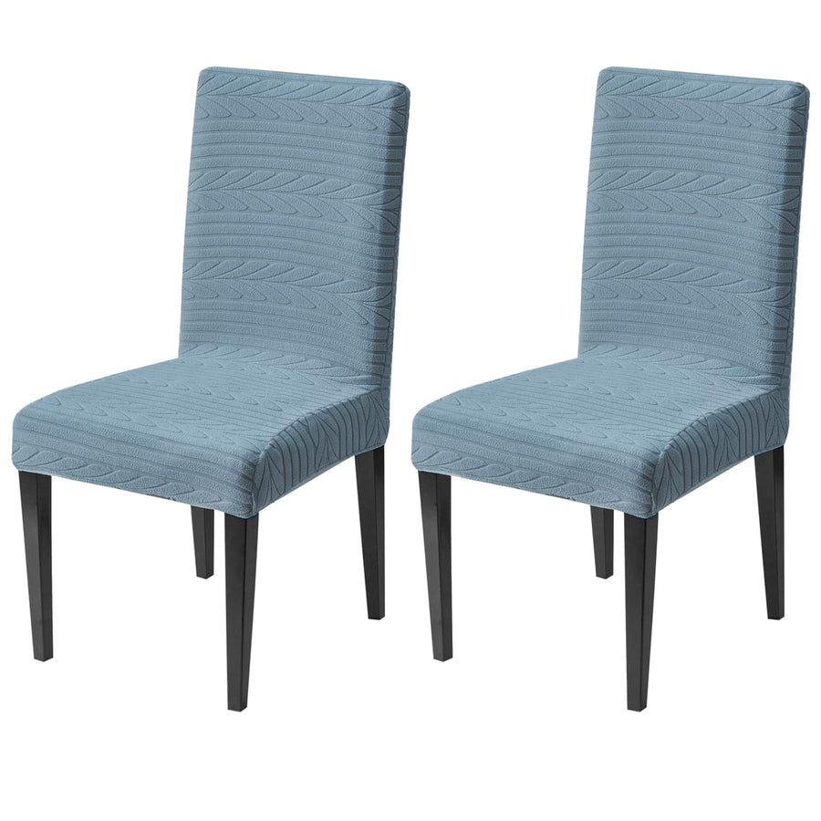 Flexible Stretch Dining Chair Cover 220 GSM Jacquard Fabric Universal Fit (Light Blue)