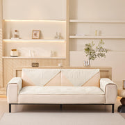 Sofa Covers Mat Velvet Herringbone Chenille Fabric (White)