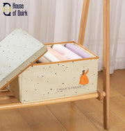 Non-Woven Clothes Storage Box Drawer Divider Basket (Beige Print)