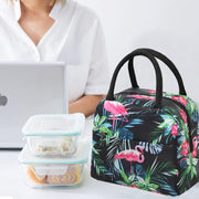 Insulated Lunch Bag (Black Flamingo)