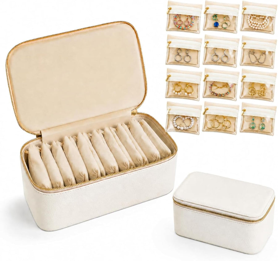 Jewelry Case with 12 Clear Velvet Pouch