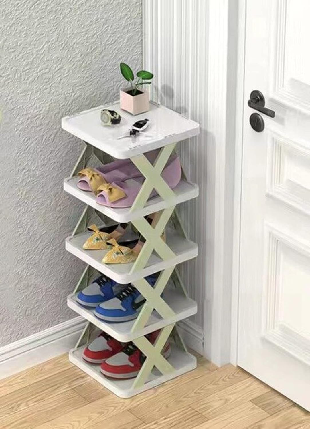5 Tier Shoes Storage Cabinet for Saving Space-Green
