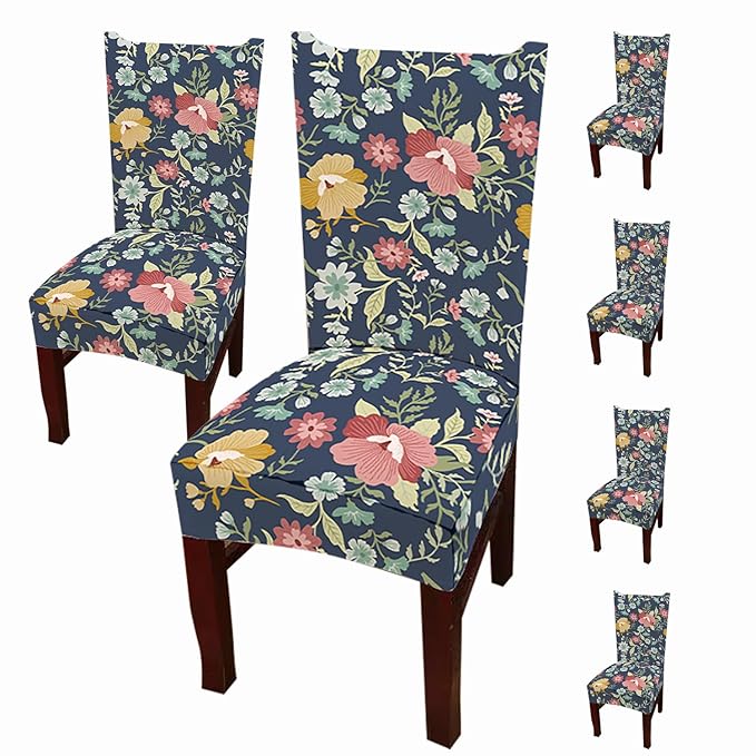 Chair Cover Protector Seat Slipcover (Dark Blue Floral)