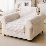 Quilted Printed Sofa Cover for Indian Sofa Set – Washable (Beige Stem)