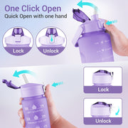 Set of 3 Water Bottle with Straw 2 Litre+900ml+280ml (Purple/Blue)