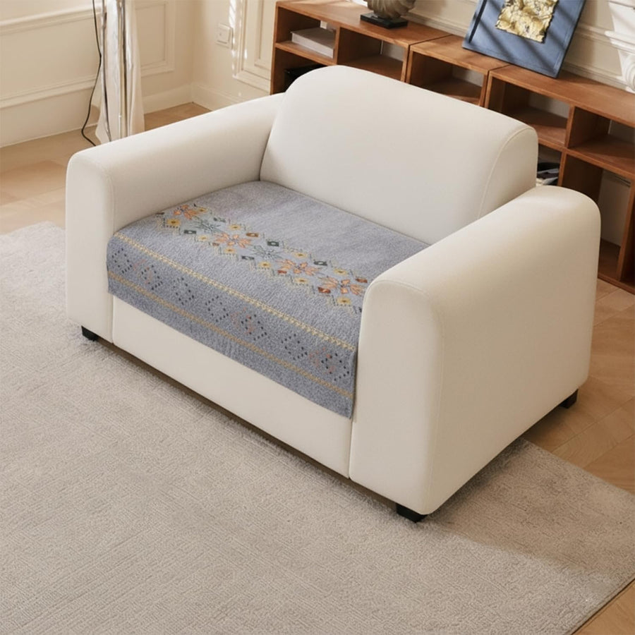 Rangoli Series Chenille Bohemia Couch Cover Quilted Non-Slip Washable Sofa Slipcover (Grey)