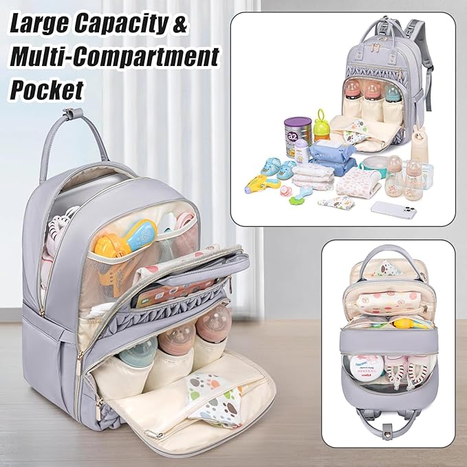 Diaper Bag Backpack for Baby – Waterproof Travel Baby Bag with Changing Pad
