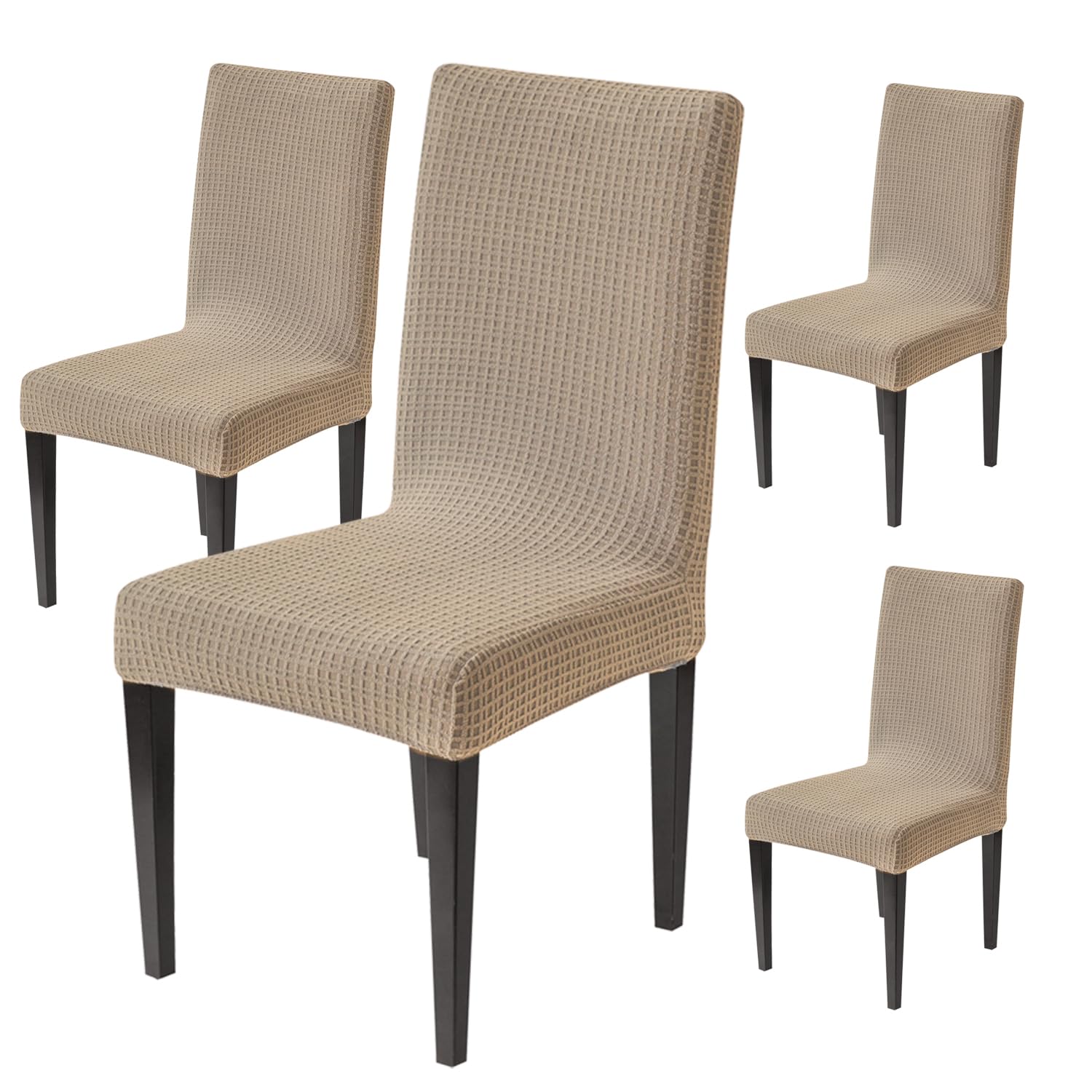 Decorative Dining Chair Cover – 220 GSM Stretch Jacquard Fabric (Khaki)