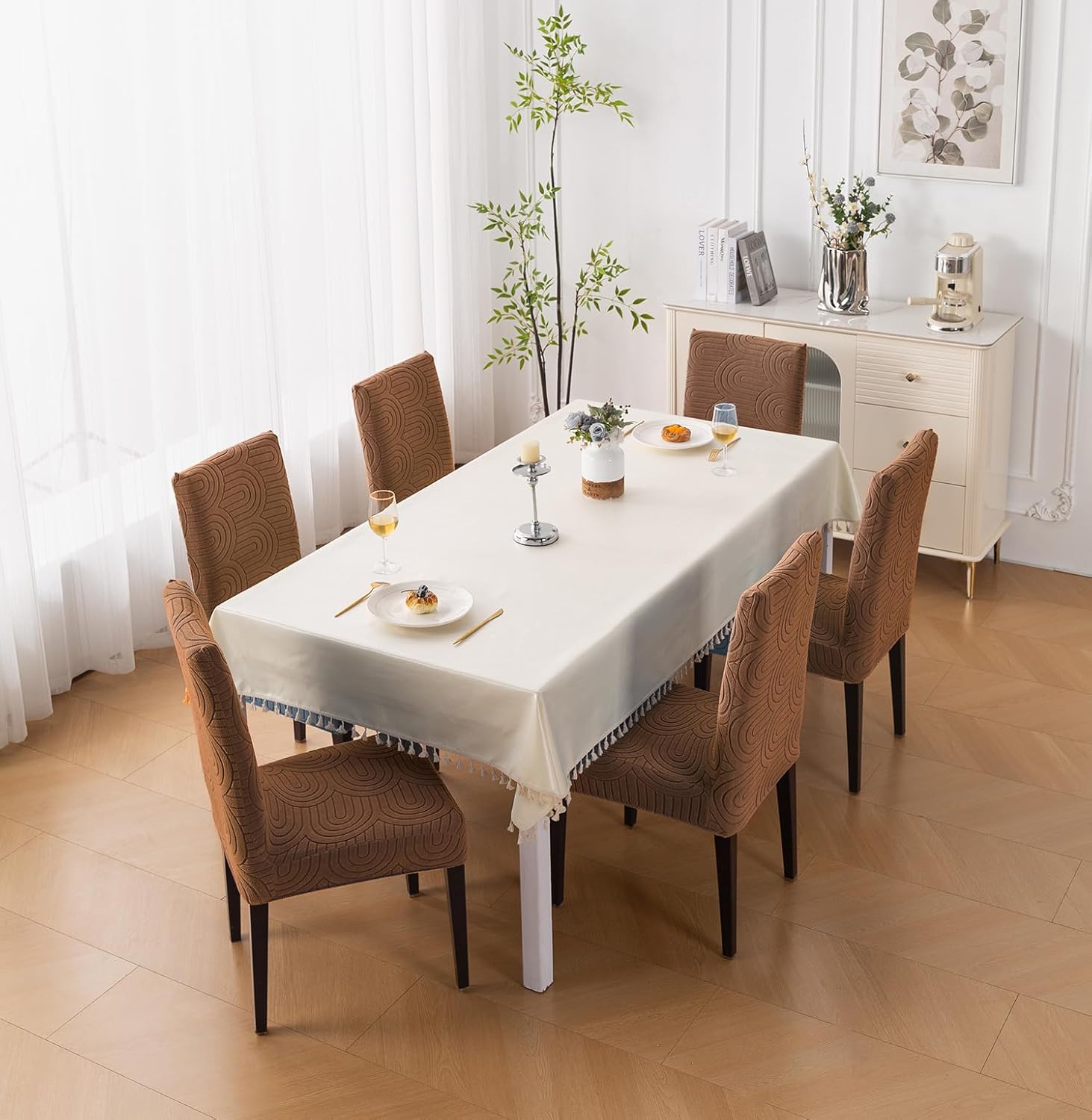 Premium Stretch Chair Cover – 220 GSM Jacquard Fabric (Brown)