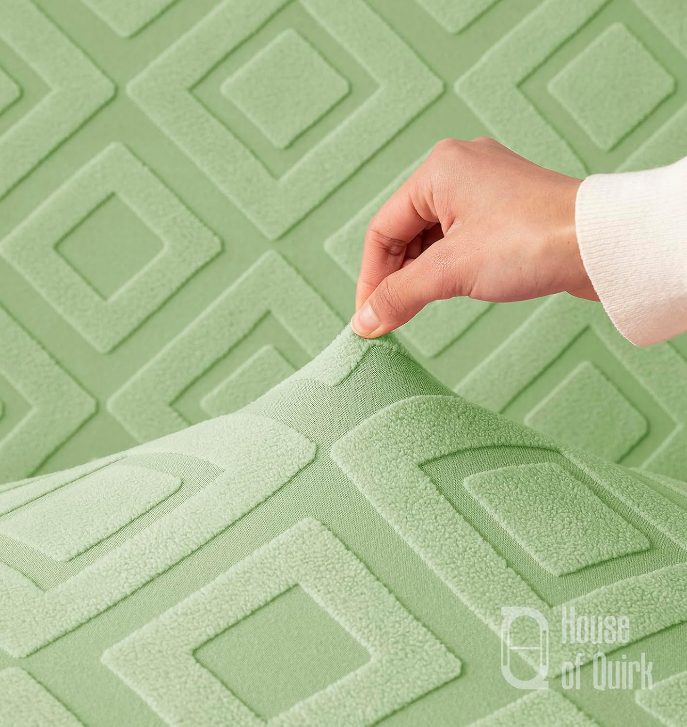 Jacquard Fabric Diamond Texture Sofa Cover 220 GSM (Green)