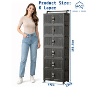 Foldable Storage Box Cart with Handle & Wheels (Black)