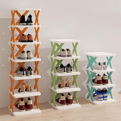 Plastic 9 Tier Shoes Stand,Shoe Tower Rack Suit For Small Spaces,Closet,Small Entryway - (Blue)