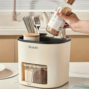 Multifunctional Kitchen Utensil Holder for Countertop Organizer (Beige)