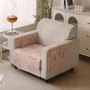 Reversible Printed Quilted Sofa Cover Mats for 1/2/3/4 Seater Sofa Cover- Beige Blush