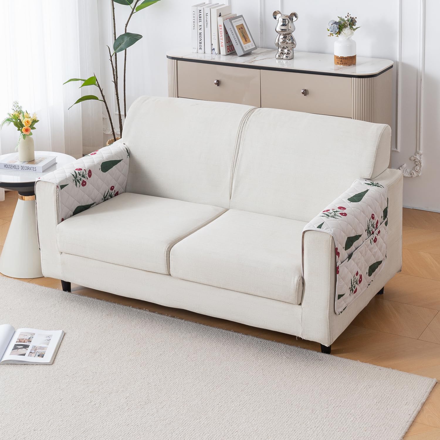Printed Quilted Sofa Cover for 1/2/3/4 Seater Anti-Slip- Shalimar Garden