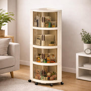 Foldable Triangular Storage Cabinet with Wheels (Cream)