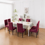 Decorative Dining Chair Cover – 220 GSM Stretch Jacquard Fabric (Maroon)