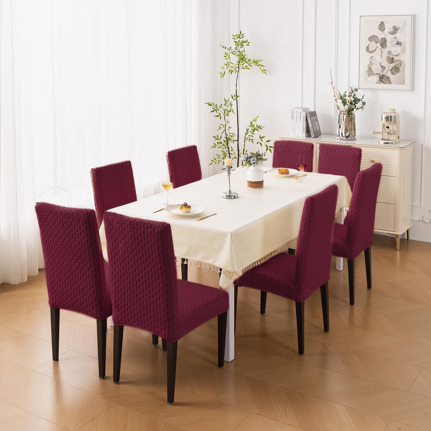 Stylish Jacquard Dining Chair Cover 220 GSM (Maroon)
