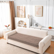 Rabbit Plush Sofa Mat Floral Design - Mocha