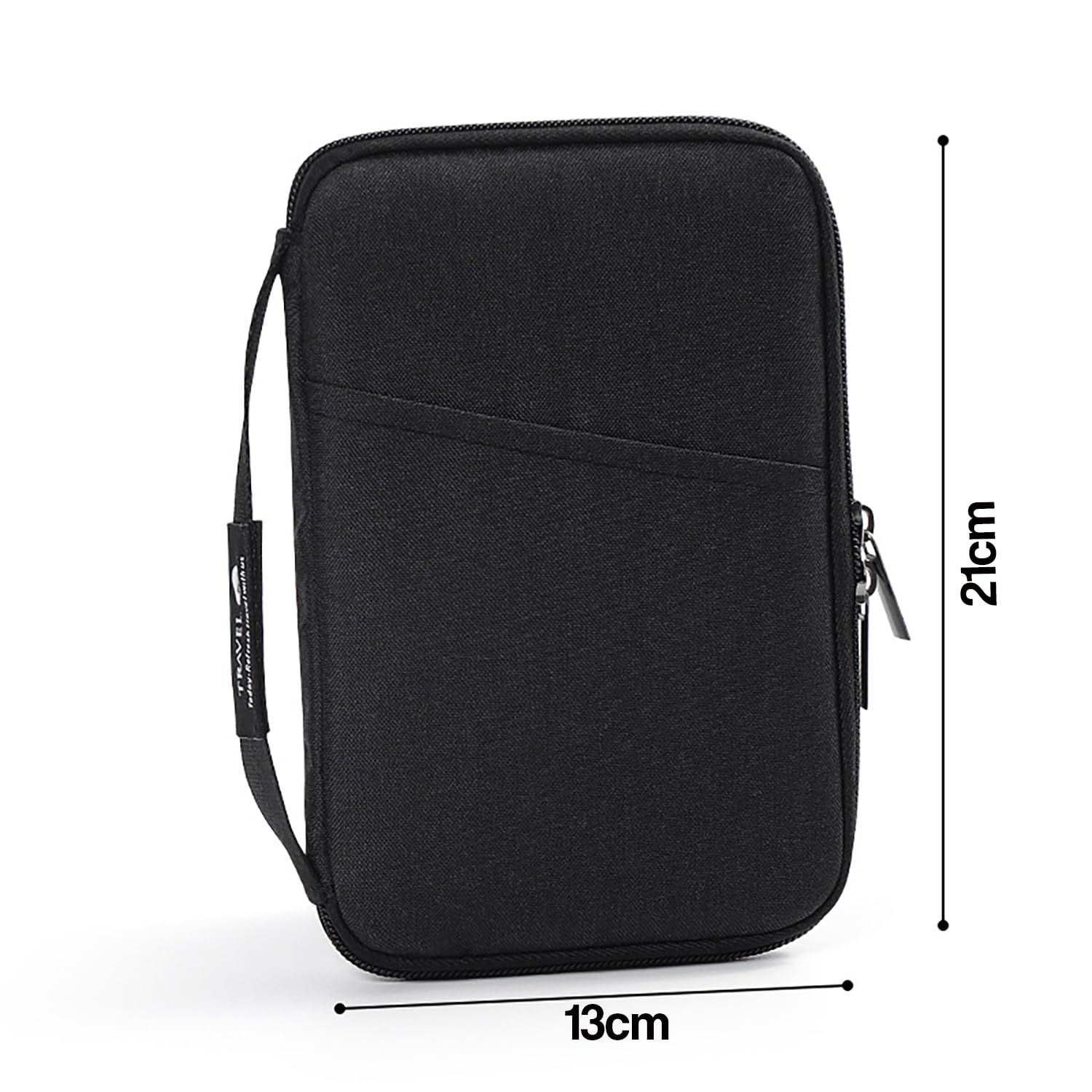 Travel Passport Holder Document Organizer Bag & Zip Closure (Black)