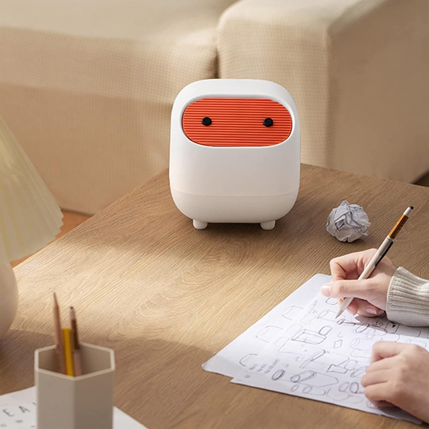 Cute Ninja Mini Trash Can with Lid