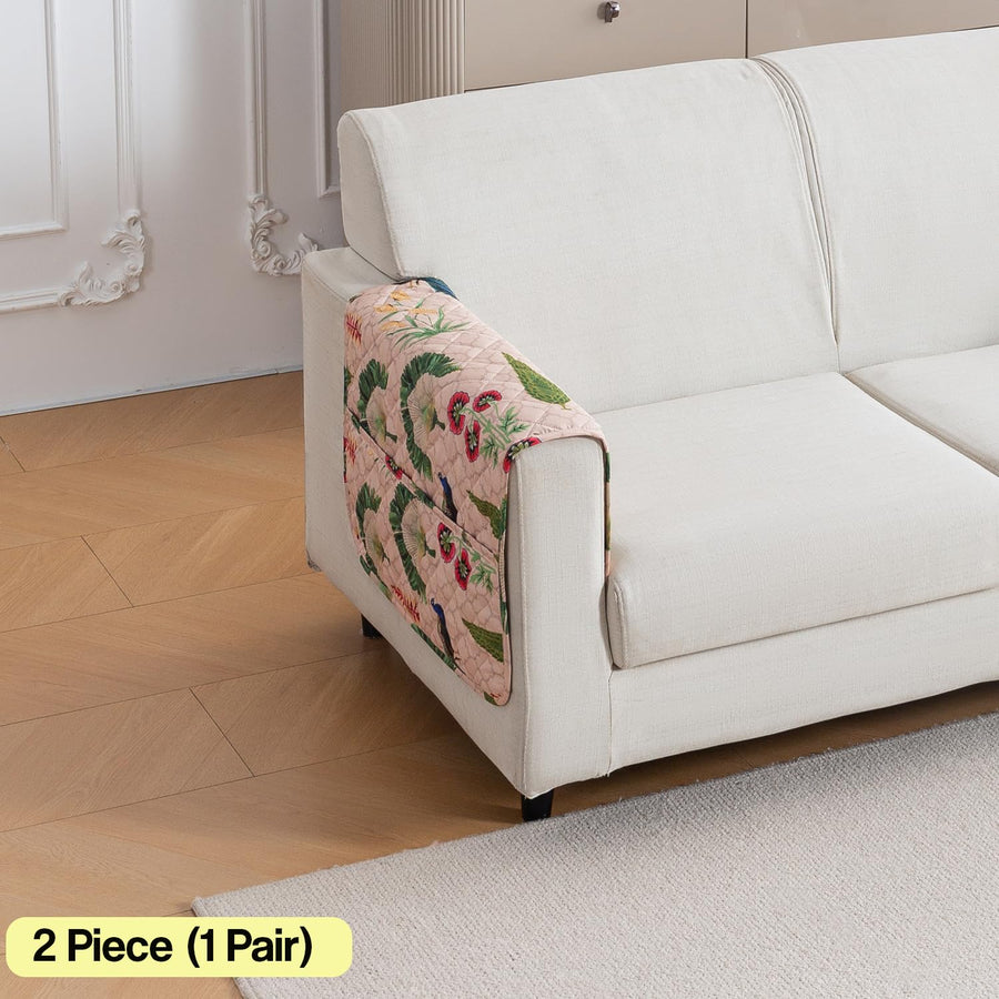 Printed Quilted Sofa Cover for 1/2/3/4 Seater Anti-Slip-Royal Peacock