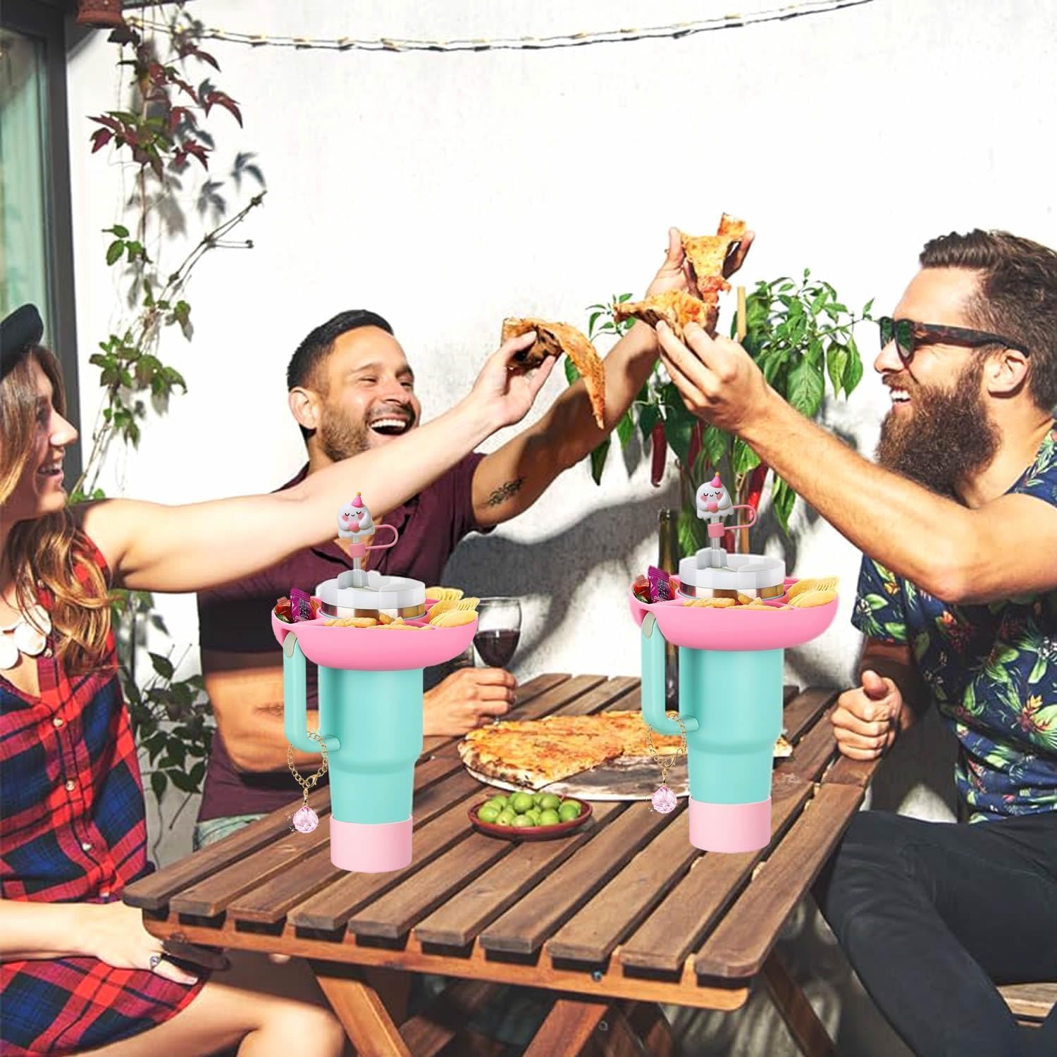 5Pcs Plastic Snack Bowl & Silicone Cup Boot Set for 40oz Tumbler with Handle( Tumbler Not Inclued)